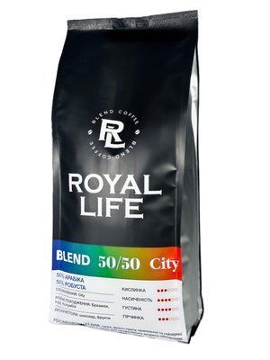1кг, Кава купаж 50% арабіка, 50% робуста City (зерно) 10511 Royal life