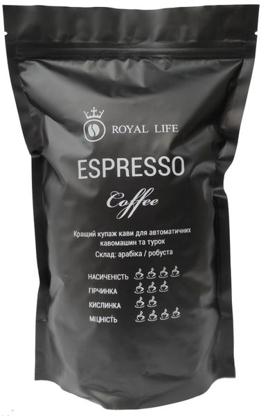 500г,  Кава купаж 10 арабіка 90 робуста Espresso (зерно) copy_10496 Royal life